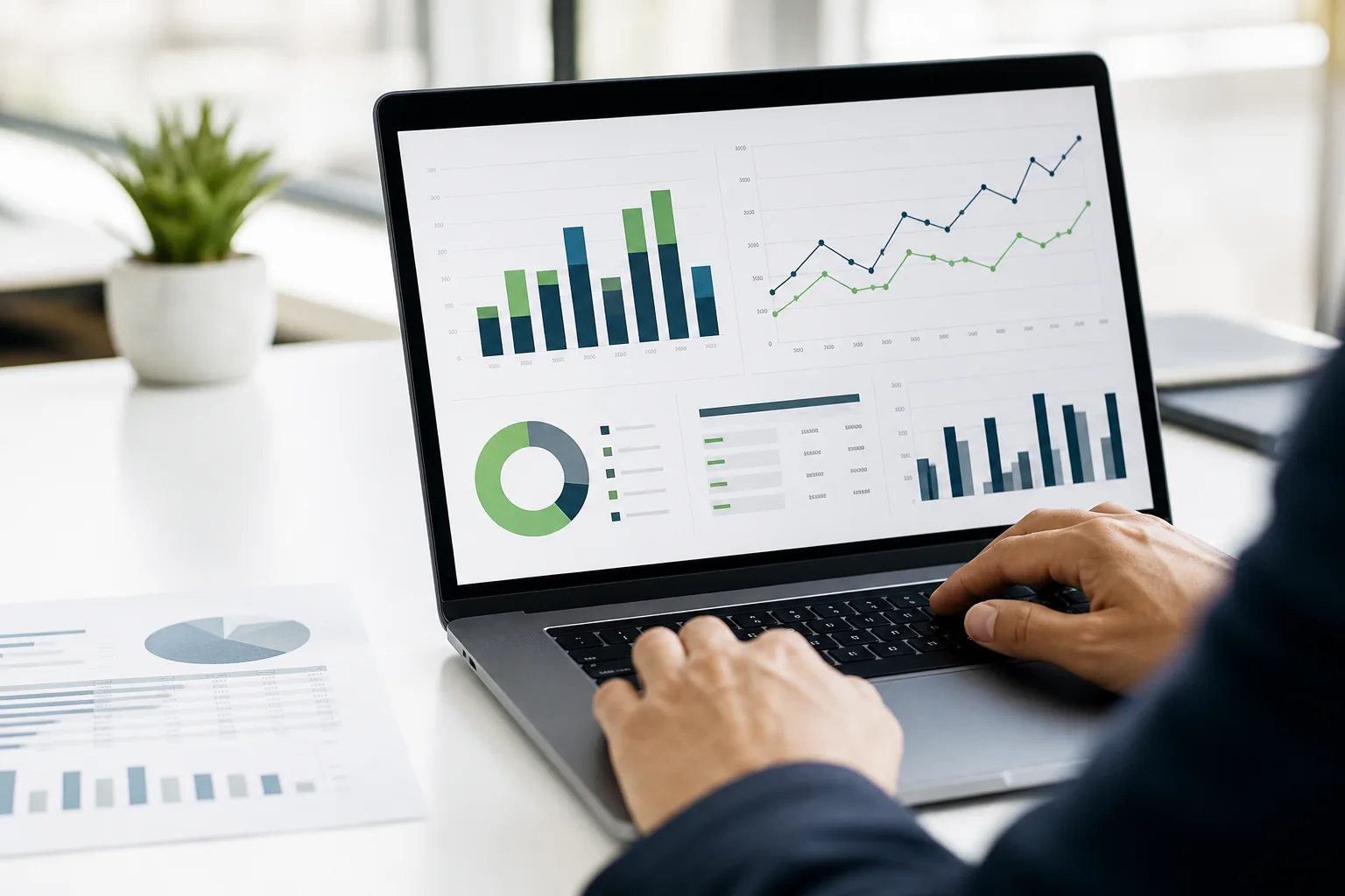 Business performance dashboard displayed on a laptop